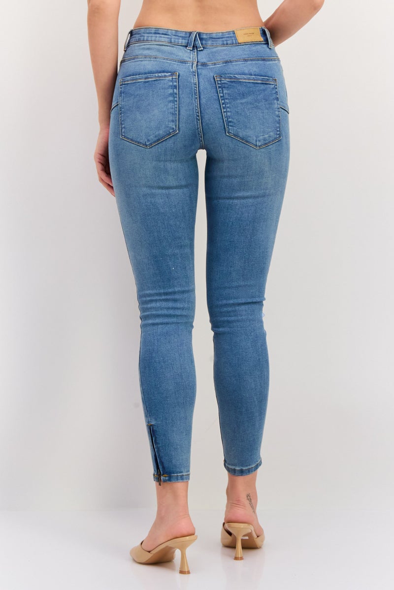 VERO MODA Women Regular Fit Washed Denim Jean, Blue - Image 3