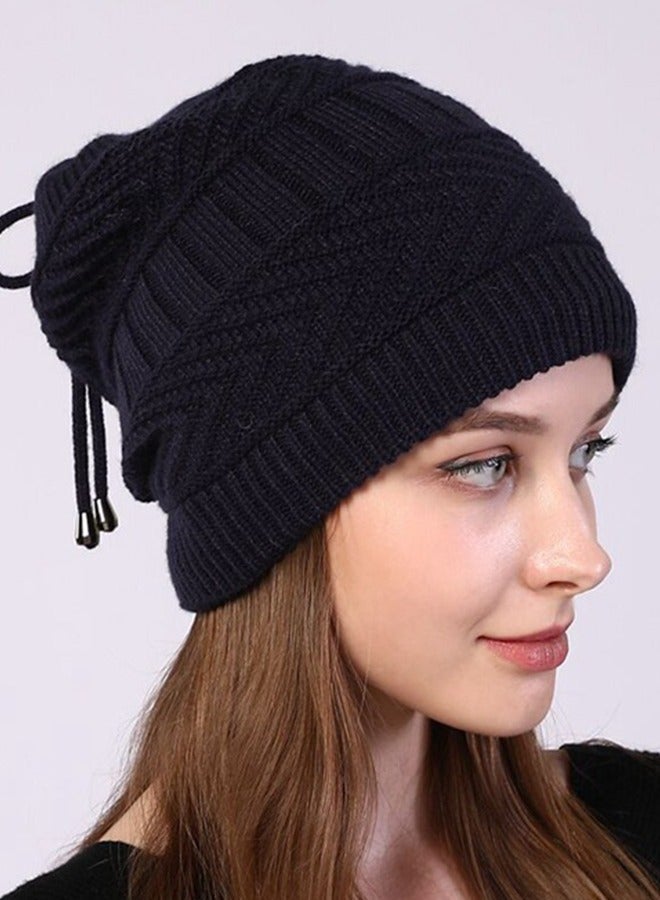 NIBEMINENT Women Winter Slouchy Beanie Outdoor Warm Stocking Hat Thick Knitted Skull Hats Multifunctional for Scarves Mask Black  - Image 3