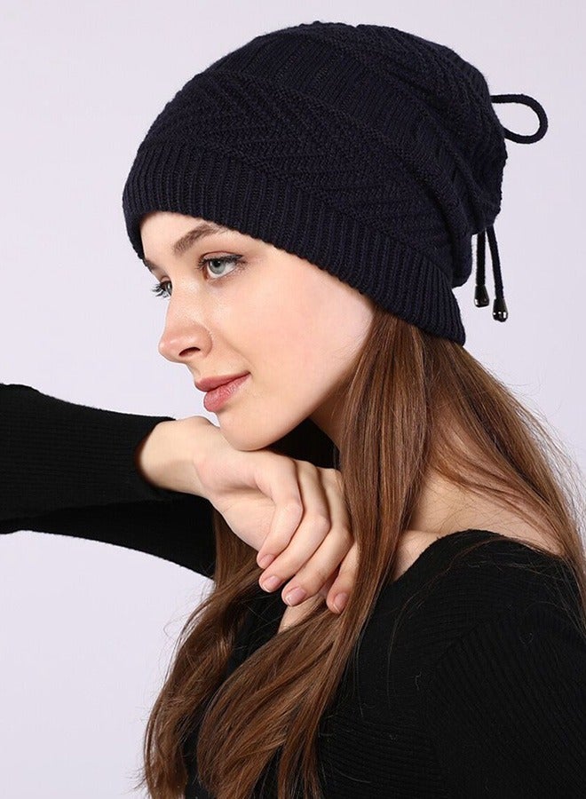 NIBEMINENT Women Winter Slouchy Beanie Outdoor Warm Stocking Hat Thick Knitted Skull Hats Multifunctional for Scarves Mask Black  - Image 4