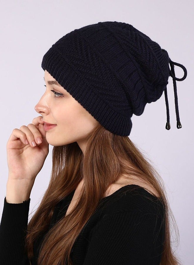 NIBEMINENT Women Winter Slouchy Beanie Outdoor Warm Stocking Hat Thick Knitted Skull Hats Multifunctional for Scarves Mask Black  - Image 2