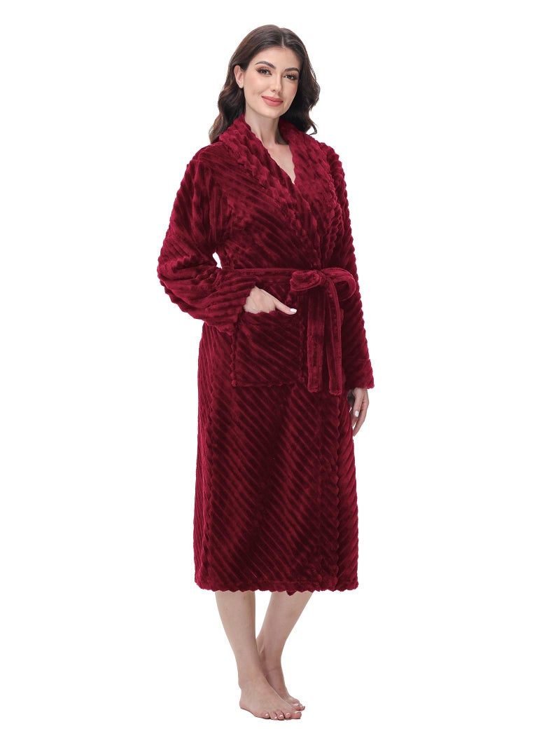 Yurhap Premium Robes for Women - Super Soft Cozy Fleece Womens Robe Plush Long Bathrobe - Image 1