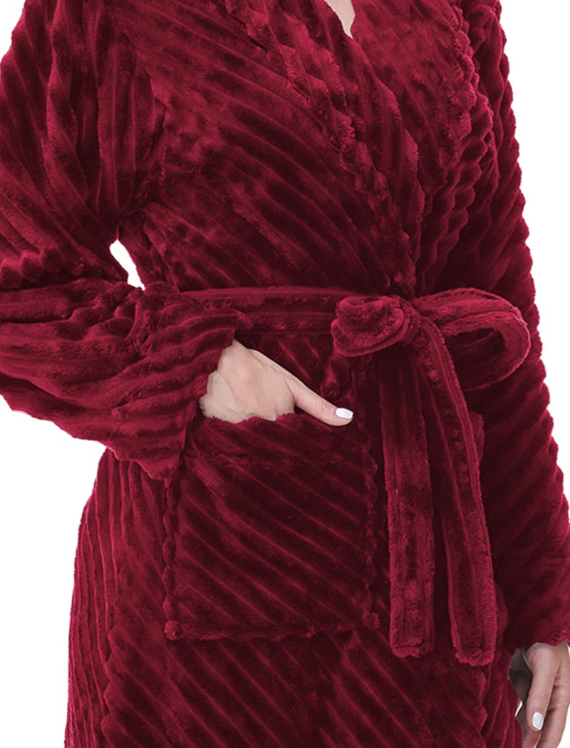 Yurhap Premium Robes for Women - Super Soft Cozy Fleece Womens Robe Plush Long Bathrobe - Image 3