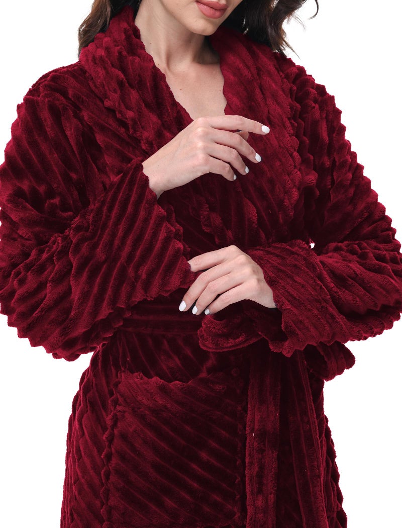 Yurhap Premium Robes for Women - Super Soft Cozy Fleece Womens Robe Plush Long Bathrobe - Image 4