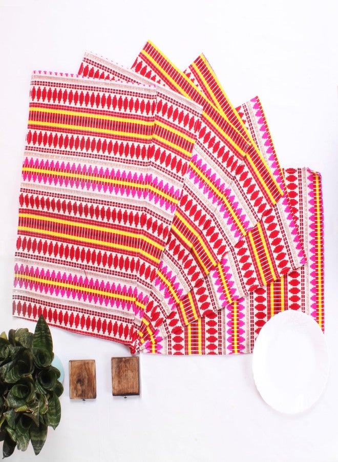 BRICK HOME Aztec Red Woven Fabric Table Placemats Pack of 6 (12 X 18 Inches) - Image 2