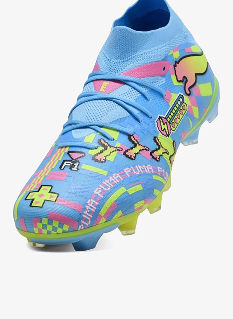 Puma PUMA White-Blue Glimmer-Pink Glimmer-Yellow Alert FUTURE 9 MATCH ADVANCED LEVEL FG/AG Football Boots Unisex  | Best Price UAE