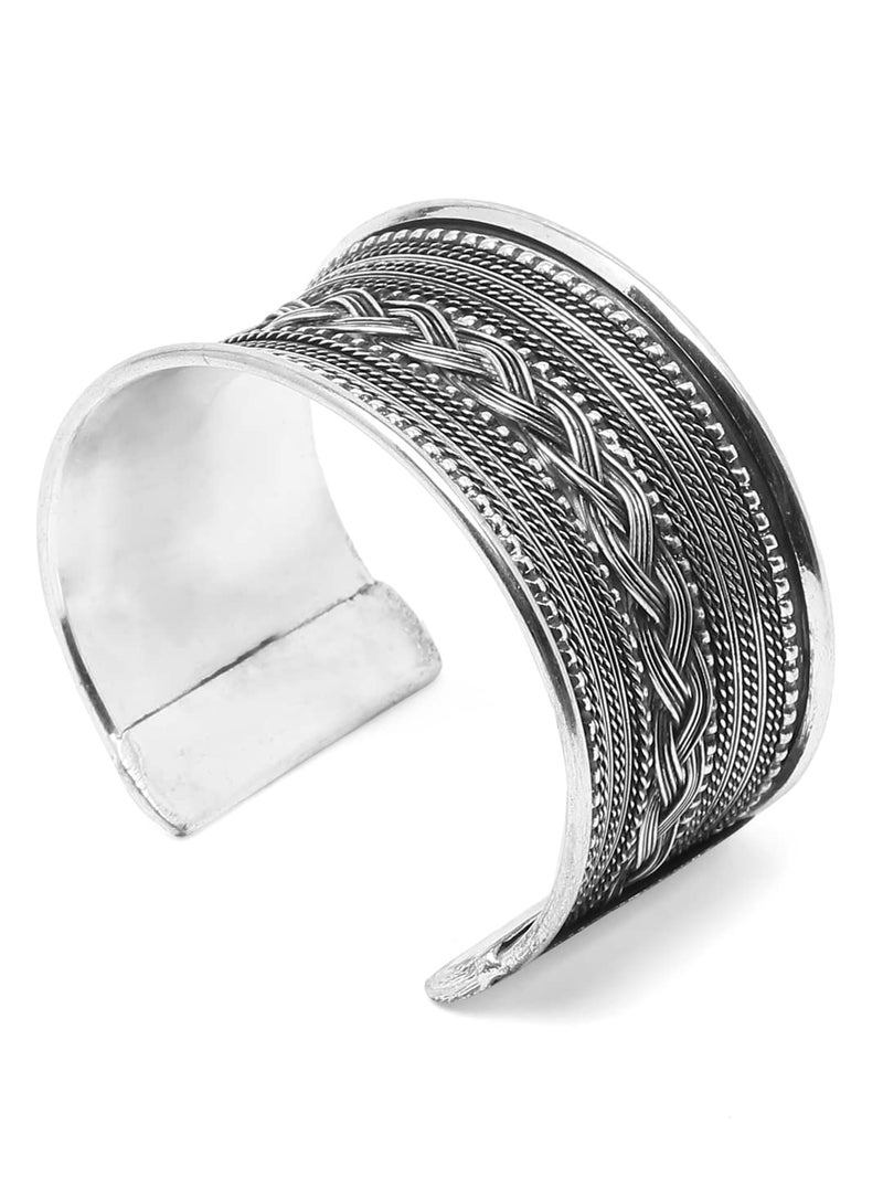 YouBella Jewellery Oxidised Silver Cuff Bracelet Bangle for Girls and Women - Image 2