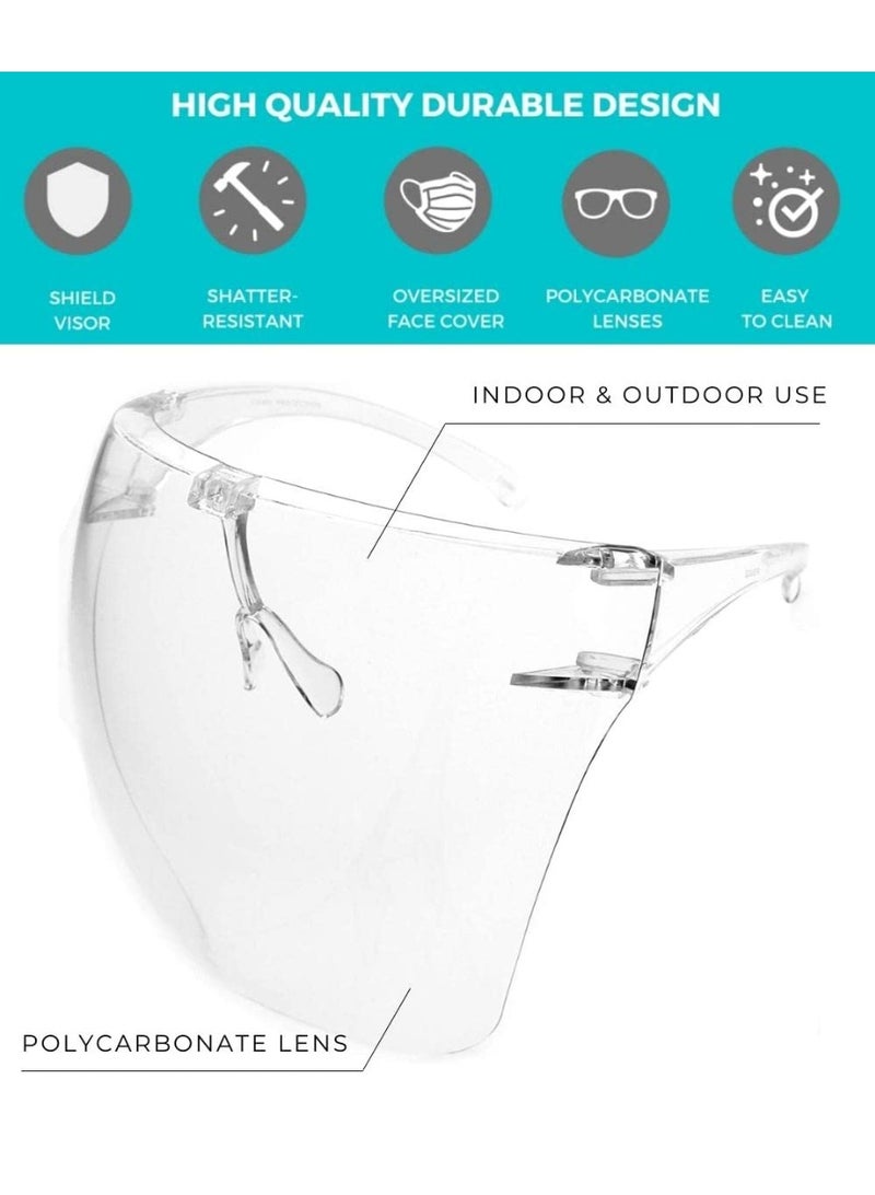 YelaJoy Protective Face Shield Full Cover Visor Glasses/Sunglasses (Anti-Fog/Blue Light Filter) (Clear/Clear) Single - Image 3
