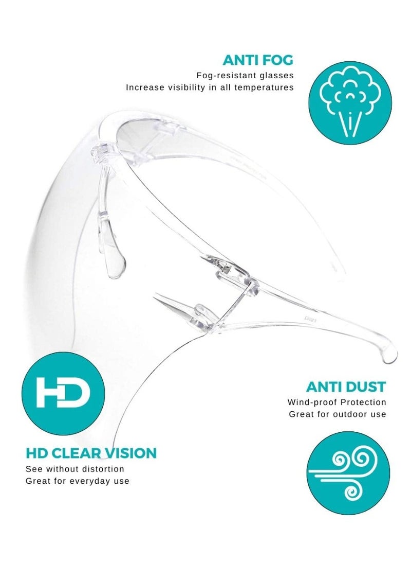 YelaJoy Protective Face Shield Full Cover Visor Glasses/Sunglasses (Anti-Fog/Blue Light Filter) (Clear/Clear) Single - Image 2