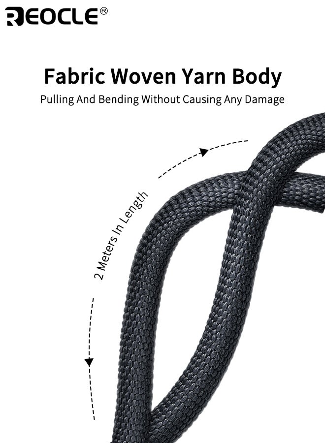 ريوكل كابل شحن سريع Type-C بقوة 120 واط و6 أمبير مصنوع من نايلون مضفر متين موصل معزز لمتانة إضافية متوافق مع هواوي هونر وشاومي - Image 3