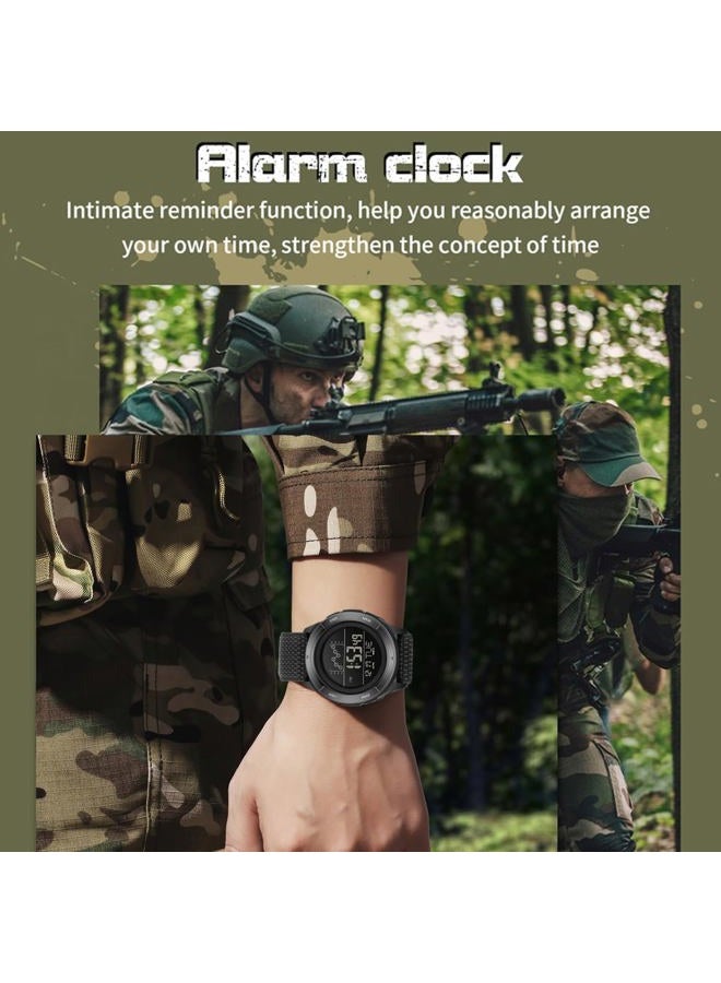 findtime Military Watches for Men Tactical Digital Sport Watch Waterproof Army Outdoor Nylon Strap Electronic Mens Watch LED Luminous Alarm Stopwatch Relojes para Hombres, Black Nylon, Sport - Image 4