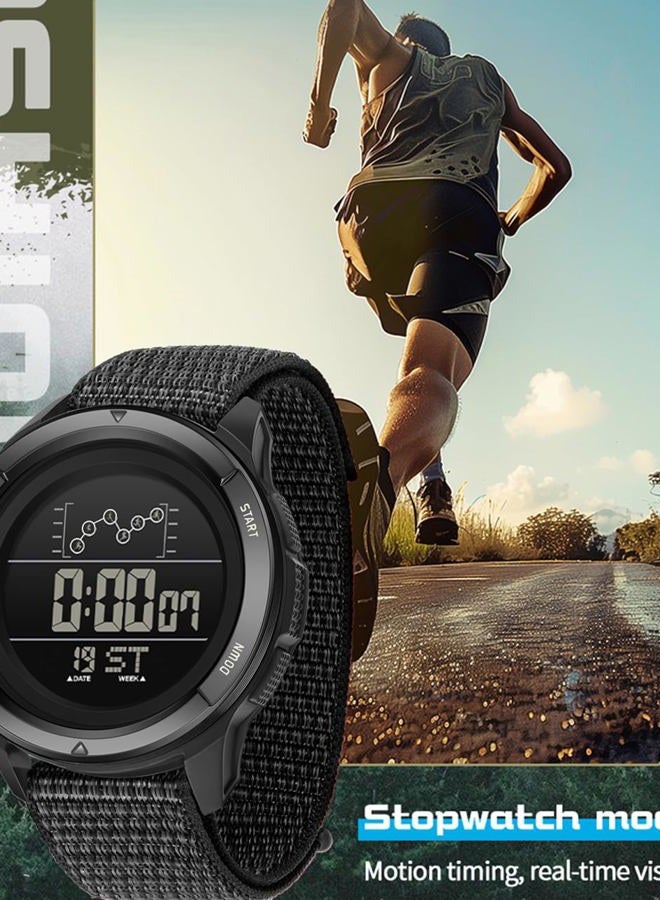findtime Military Watches for Men Tactical Digital Sport Watch Waterproof Army Outdoor Nylon Strap Electronic Mens Watch LED Luminous Alarm Stopwatch Relojes para Hombres, Black Nylon, Sport - Image 5