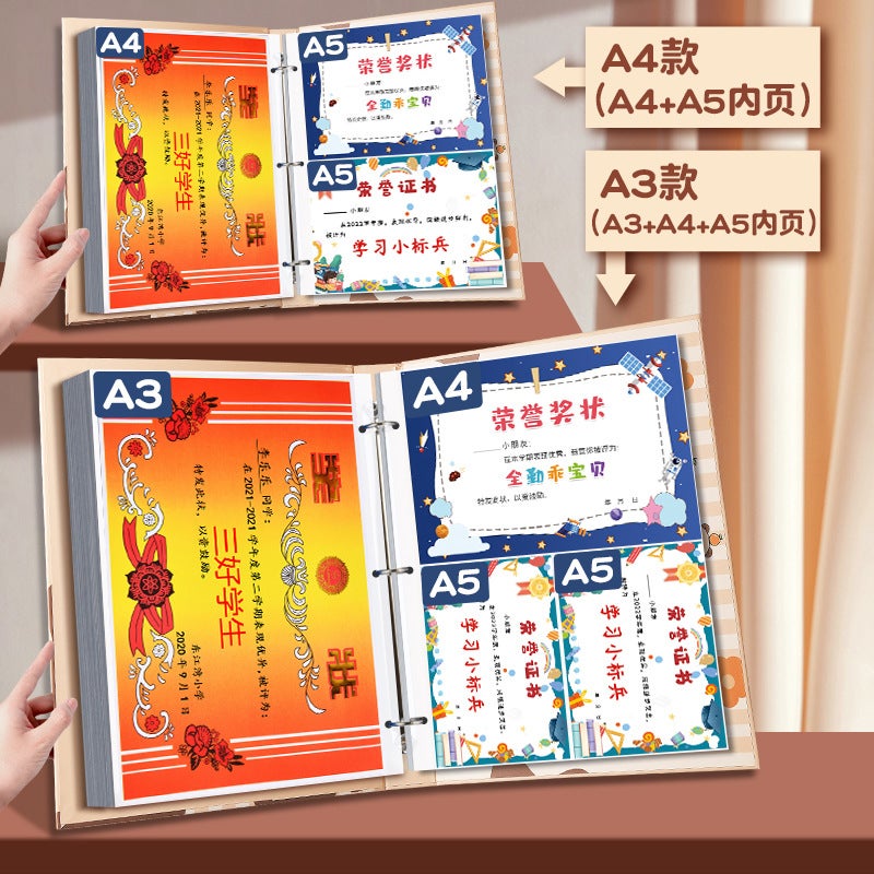 Certificate Of Award Collection Book High Yan Value Cute Primary School Children Certificate Of Award Collection Book For Men And Women Learning Information Book Work Book - Image 5