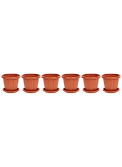 Cedargrain Flowerpot set of 6 with Tray (Terracotta)