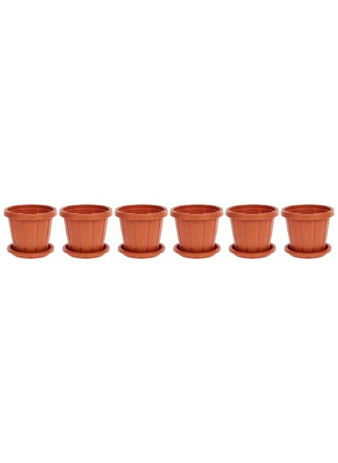 Cedargrain Flowerpot set of 6 with Tray (Terracotta)