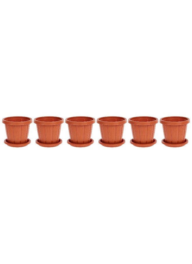 Cosmoplast Cedargrain Flowerpot set of 6 with Tray (Terracotta)  - Image 1