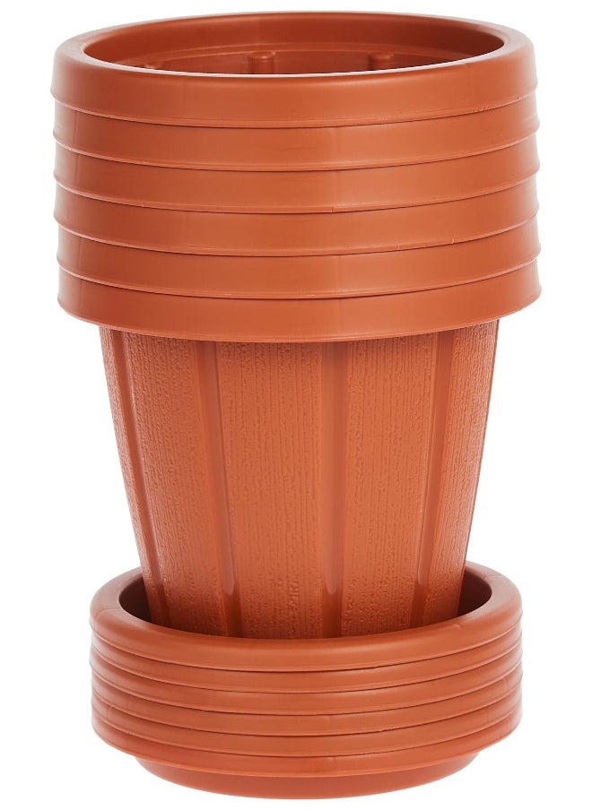 Cosmoplast Cedargrain Flowerpot set of 6 with Tray (Terracotta)  - Image 2