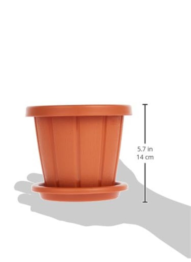 Cosmoplast Cedargrain Flowerpot set of 6 with Tray (Terracotta)  - Image 3