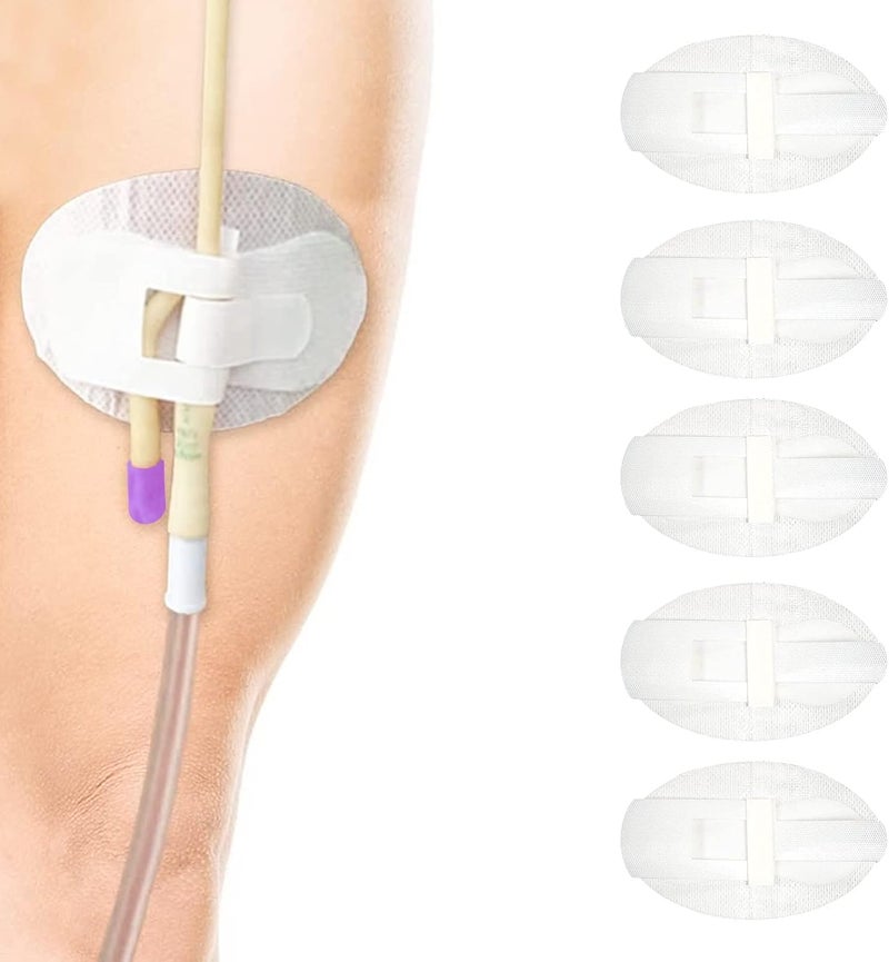 QCWN Foley Catheter Stabilization Device 5 Pack Catheter Tube Holder Leg Sticker for Urinary Drainage Feeding Tubes Breathable Non-Woven Adhesive Catheter Securement Device Accessories (White) - Image 1
