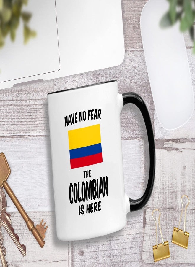 Casitika Colombian Gifts. Have No Fear Colombia Coffee Mug. Novelty Cups With Flag For Proud Husband Or Wife. (11 oz Black Handle/Rim) - Image 2