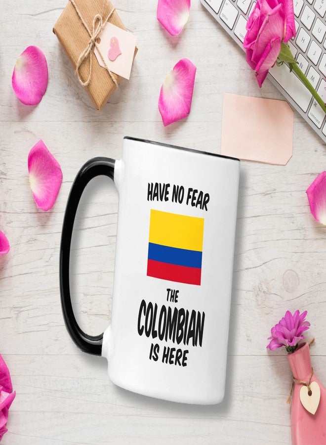 Casitika Colombian Gifts. Have No Fear Colombia Coffee Mug. Novelty Cups With Flag For Proud Husband Or Wife. (11 oz Black Handle/Rim) - Image 3