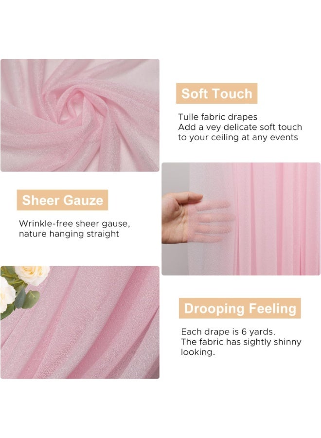 RATSAW 75 x 600 CM Wedding Arch Draping Sheer Fabric for Ceremony Party Reception Decorations  Retro Pink - Image 2