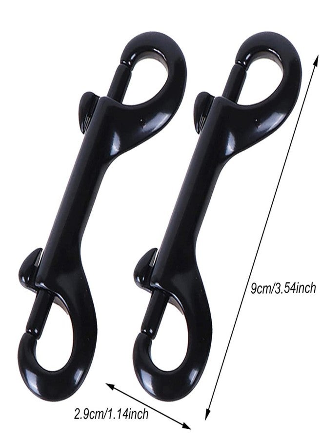 Weenkeey 2 Pcs Double Ended Bolt Snap Hooks Zinc Alloy Trigger Chain Clips Heavy Duty Metal Spring Hook for Pet Dog Leash Collar Leash Horse Tack - Black - Image 2