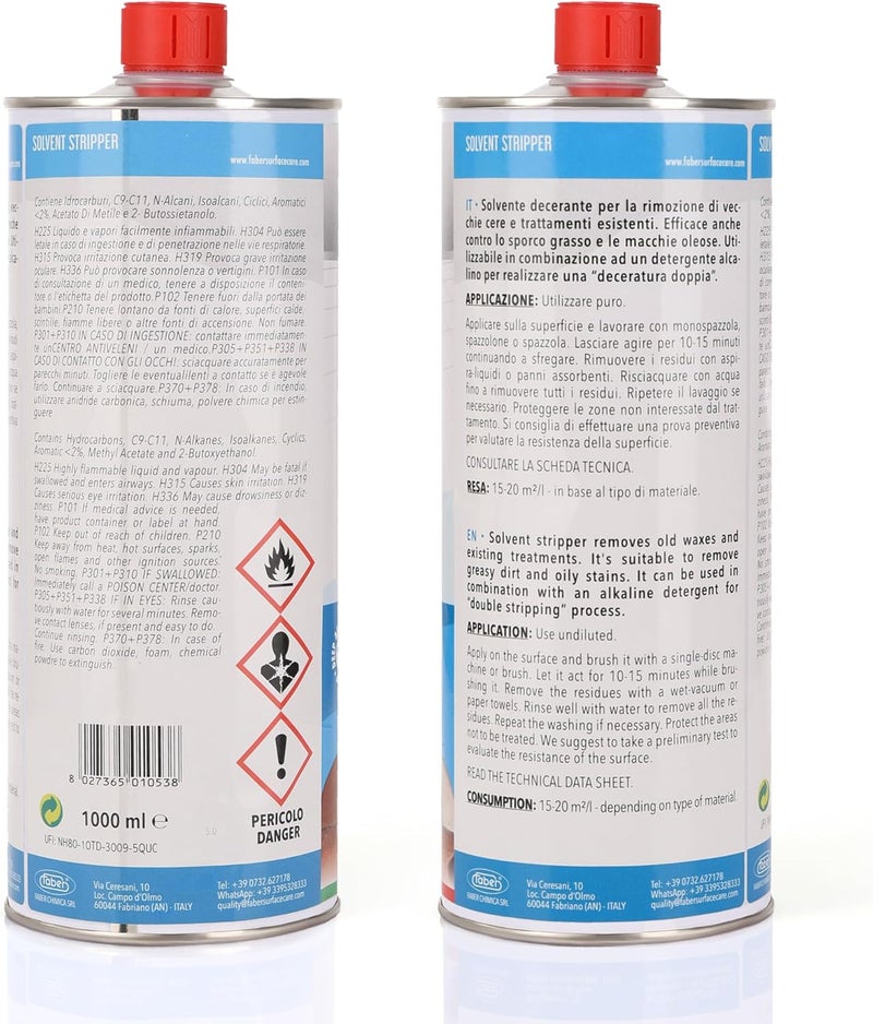 Faber Showroom Solvent Stripper for Removal of Waxes Treatments and Greasy Dirt 1L - Image 1