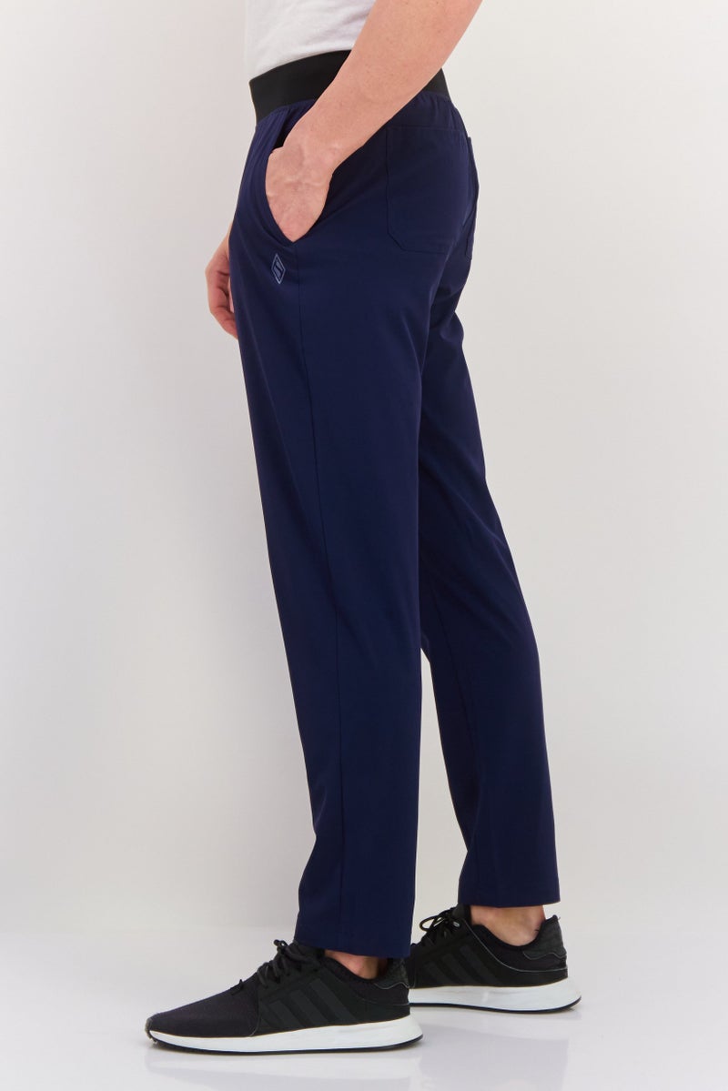 Men Sportswear Fit Brand Logo Training Pants, Navy Blue