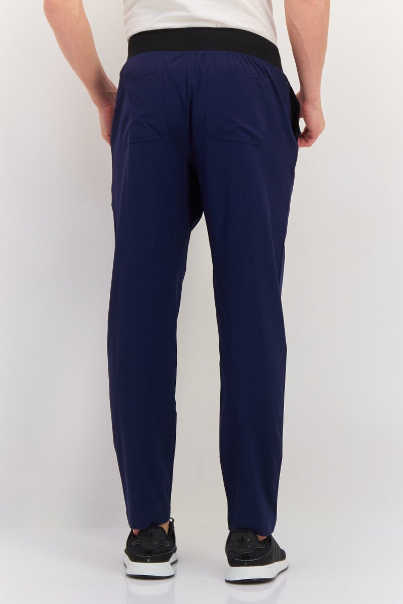 Men Sportswear Fit Brand Logo Training Pants, Navy Blue