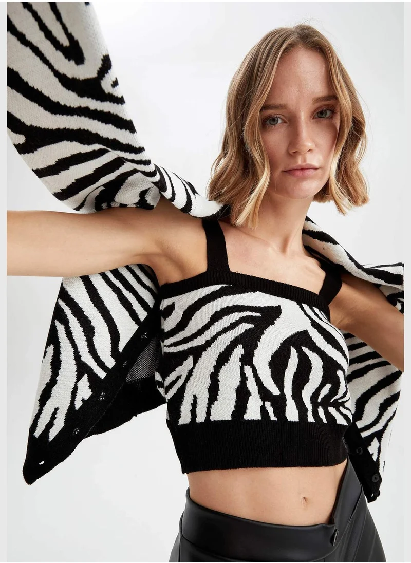 DeFacto Strappy Zebra Print Crop Top