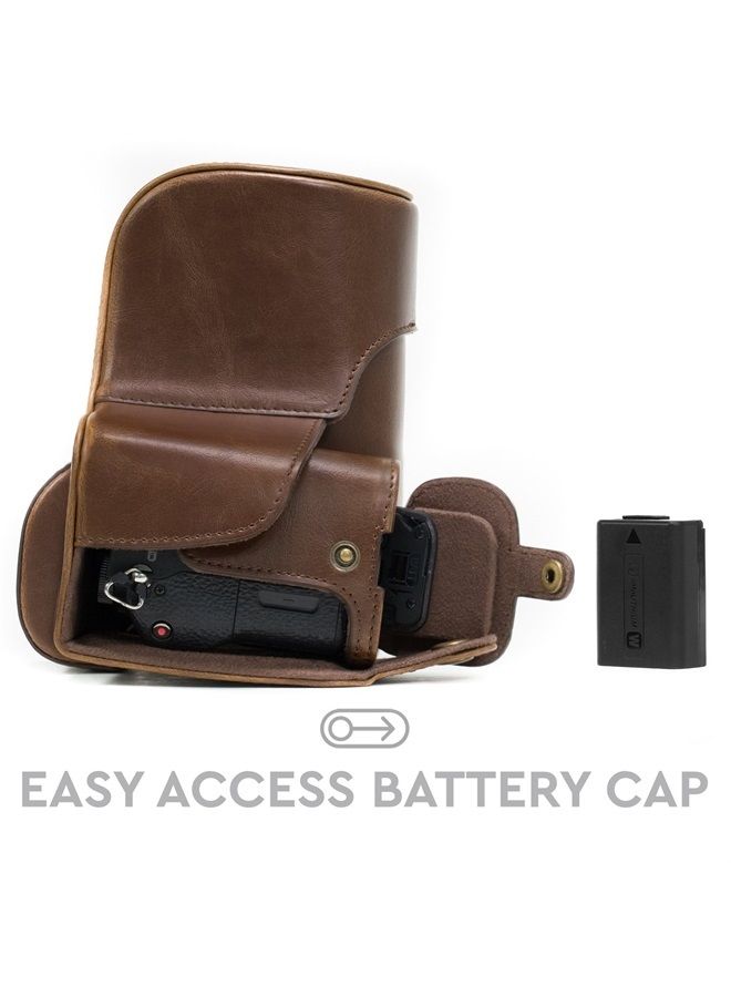 MegaGear Ever Ready Protective Leather Camera Case, Bag for Sony Alpha a7 II, a7R II, & a7S II Mirrorless Digital Camera and Lenses (Dark Brown) (MG525) - Image 2