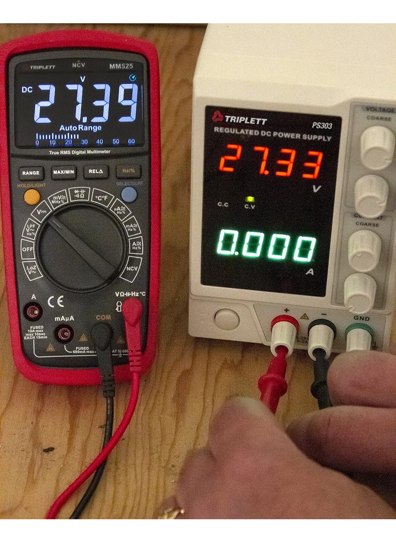 Triplett Triplett MM525 True RMS 6000 Count High Performance Digital Multimeter with LPF and LOZ and EBTN Display  ACDC Voltage ACDC Current Resistance Temperature Continuity  - Image 2