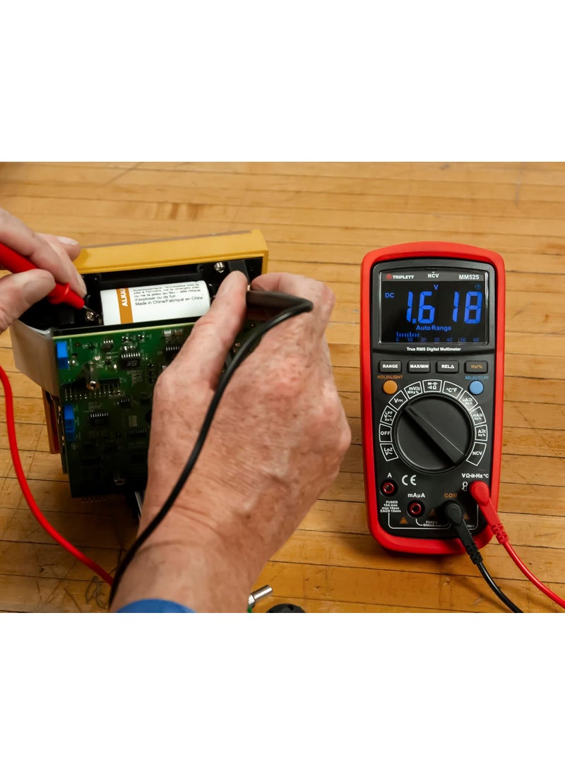 Triplett Triplett MM525 True RMS 6000 Count High Performance Digital Multimeter with LPF and LOZ and EBTN Display  ACDC Voltage ACDC Current Resistance Temperature Continuity  - Image 4