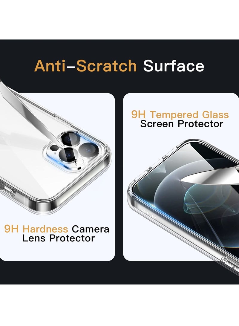 جي تيك جراب لهاتف iPhone 12 Pro واقي شاشة و 2 عبوة من واقي عدسة الكاميرا غير مصفر تغطية كاملة بغشاء زجاجي مقوى - Image 5