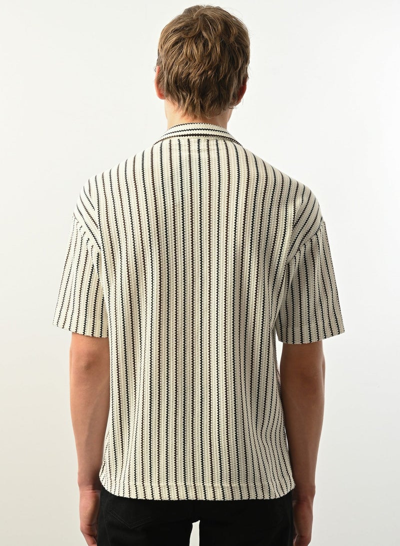 Marrakech Short Sleeves Casual Shirt – Green and White - Image 2