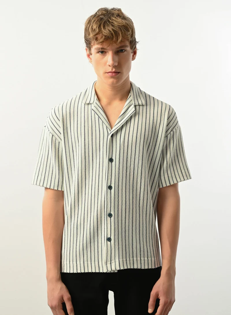 Marrakech Short Sleeves Casual Shirt – Green and White