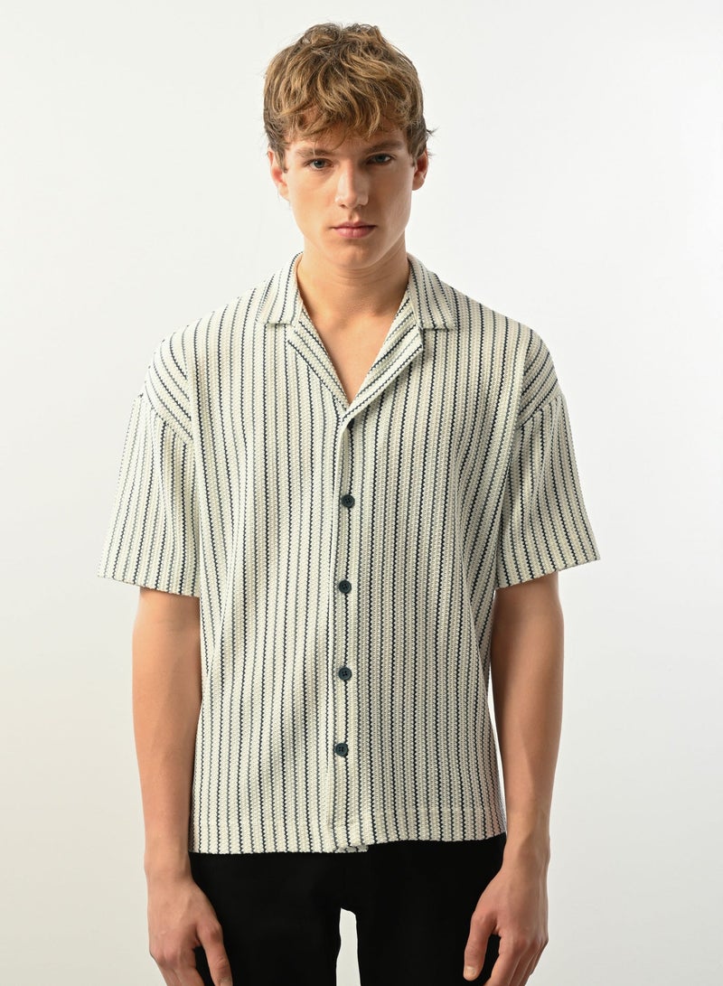 Marrakech Short Sleeves Casual Shirt – Green and White - Image 1