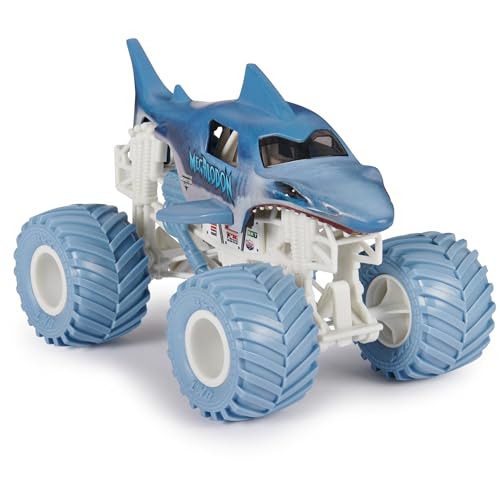 Monster Jam مونستر جام، شاحنة الوحش ميغالودون الرسمية - إصدار 2017 الأصلي الرجعي 1:24 نموذج مصبوب ومركبات بإطارات BKT، قابلة للجمع لعشاقها وحفلات عيد الميلاد، ألعاب للأطفال من عمر 3 سنوات وما فوق - Image 2