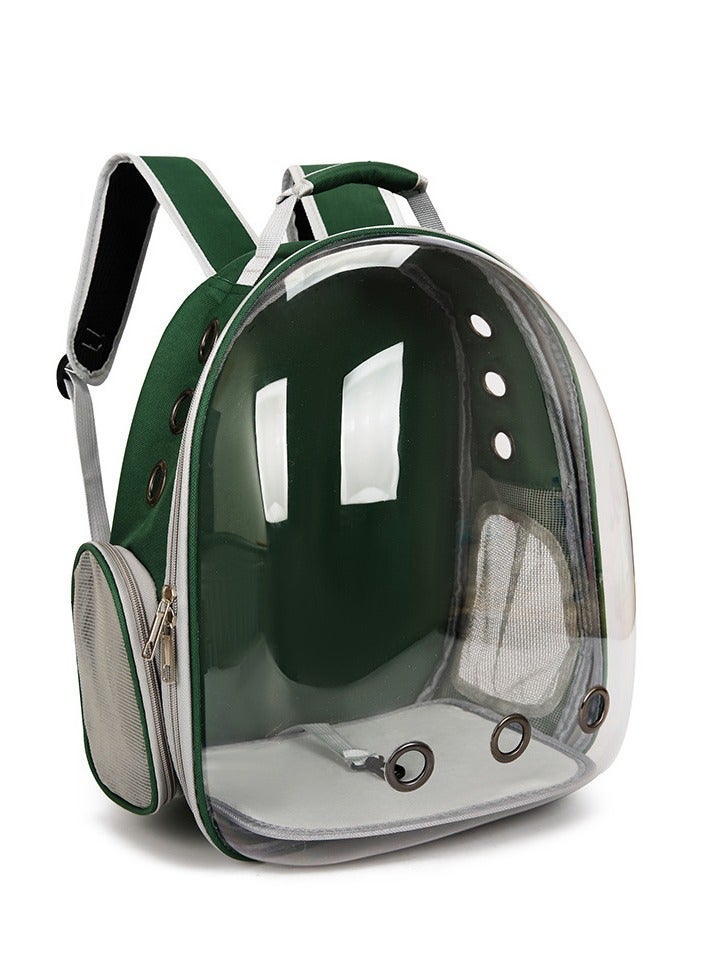 Oldzhan Cat bag, pet backpack, portable transparent space cabin pet bag, outdoor cat supplies, breathable backpack (green) - Image 1