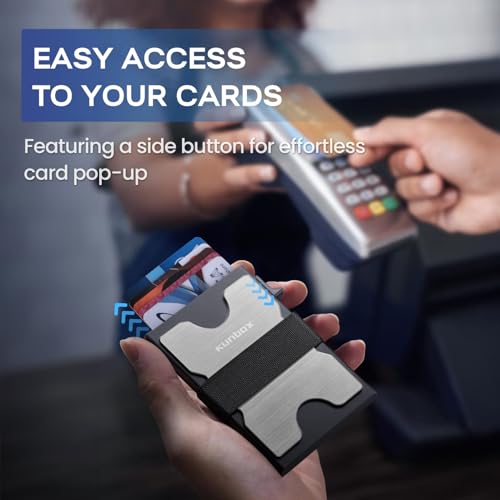 RUNBOX Mens Business Card Holder, Slim Card Wallet for Men and Women, Minimalist RFID Blocking Wallet with Pop-Up Function, Thin Design, Metal Cases Holds 6+6 Cards, Gifts for Men, Men's Accessories - Image 4