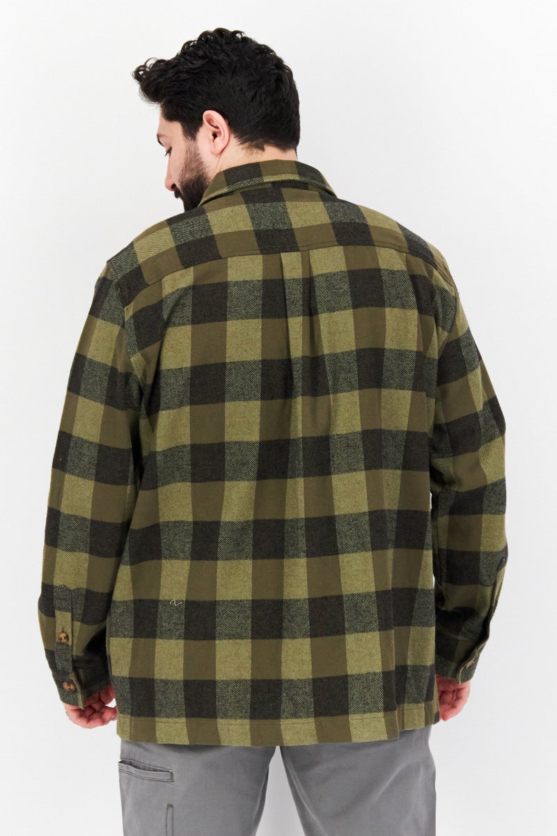 Celio Men Regular Fit Plaid Casual Shirt, Olive Combo - Image 4