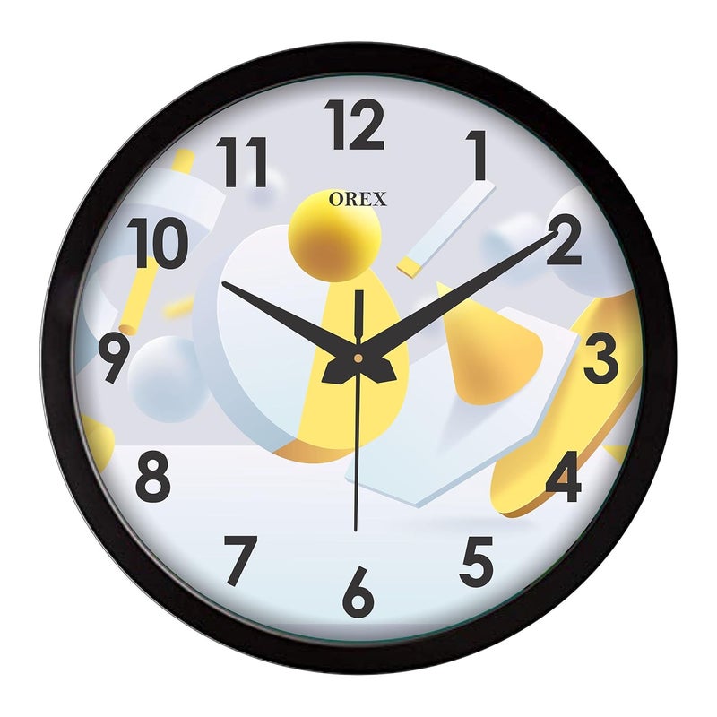 OREX OREX 12-Inch Plastic Wall Clock: Sleek & Durable Timepiece for Home, Bedroom, Livingroom, Office with Black Ring Glass. (OC-001)  - Image 1