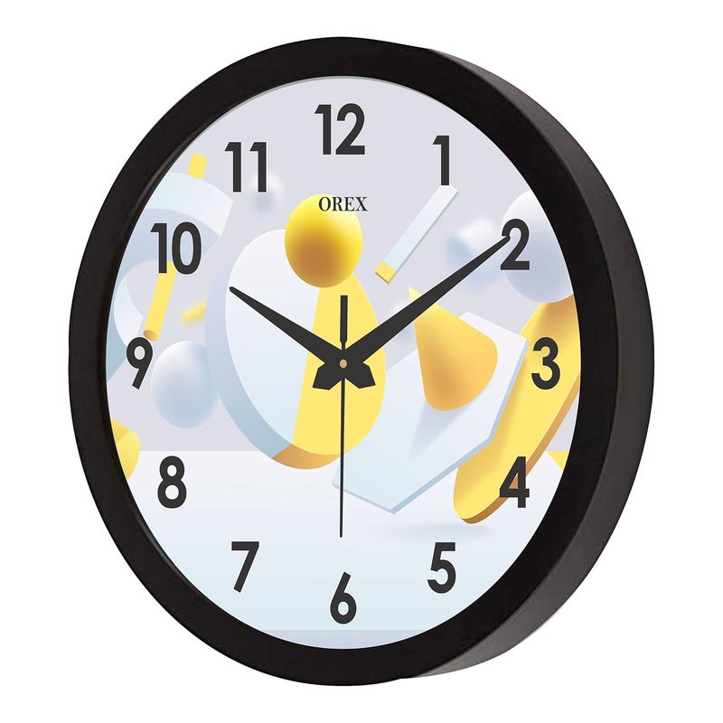 OREX OREX 12-Inch Plastic Wall Clock: Sleek & Durable Timepiece for Home, Bedroom, Livingroom, Office with Black Ring Glass. (OC-001)  - Image 2