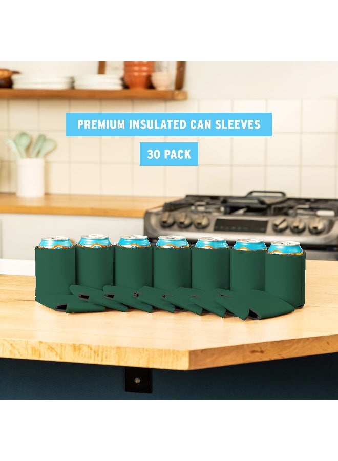 CURRENT CO. Blank Beer Can Coolers Sleeves (30-Pack) Soft Insulated Beer Can Coolies - HTV Friendly Plain Koolies in Bulk for Beer Cans & Bottles - Coolie Blanks for Vinyl Projects & Wedding Favors (Forest Green) - Image 3
