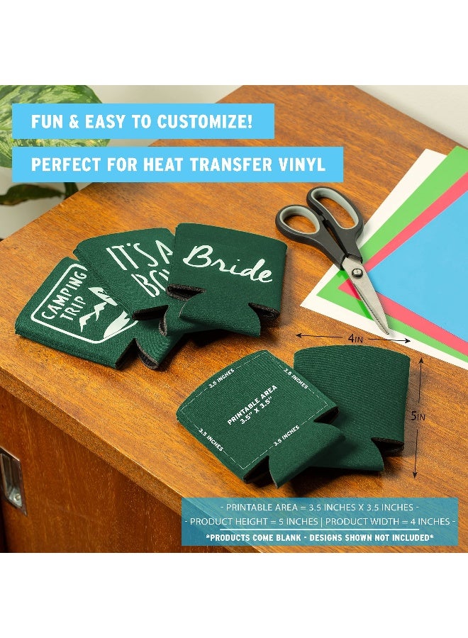 CURRENT CO. Blank Beer Can Coolers Sleeves (30-Pack) Soft Insulated Beer Can Coolies - HTV Friendly Plain Koolies in Bulk for Beer Cans & Bottles - Coolie Blanks for Vinyl Projects & Wedding Favors (Forest Green) - Image 2