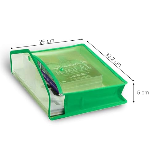 SPS File Folder, Transparent Poly-Plastic A4/Foolscap Documents File Storage Bag with Snap Button, Set of 5 (Green) - Image 2