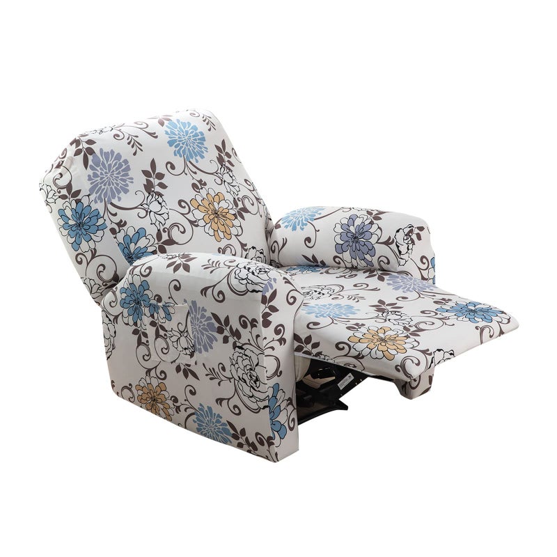 CRFATOP Printed Recliner Cover with Pockets Single Reclining Slipcover 4Pieces Lazy Boy Recliner Sofa Chair Cover with Elastic Bottom for Recliner Furniture Protector for Kid Pet20
