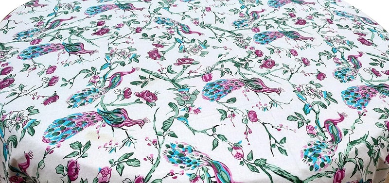 RHF 100 Cotton Round Tablecloth for Kitchen Dining Table Cover Tabletop Decoration Parties Weddings Round 90 Inch Diameter 90 Inch PinkChokletSky - Image 3