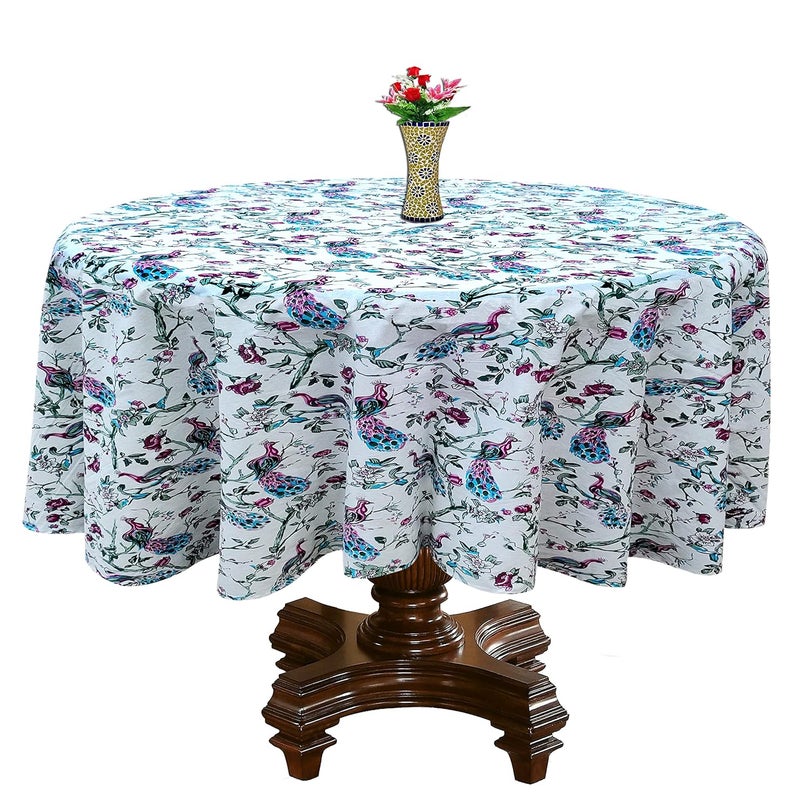 RHF 100 Cotton Round Tablecloth for Kitchen Dining Table Cover Tabletop Decoration Parties Weddings Round 90 Inch Diameter 90 Inch PinkChokletSky - Image 2