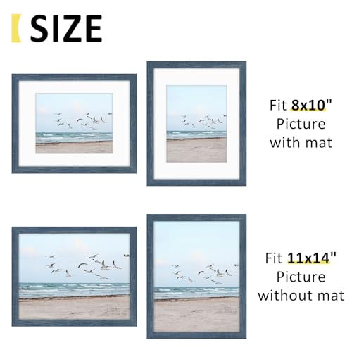 Frametory, 11x14 Frames Display 8x10 Picture with Mat or 11x14 Photo Without Mat, Shatter-Resistant Glass, Pre-Installed Wall Mounting Hardware - Blue - Image 3